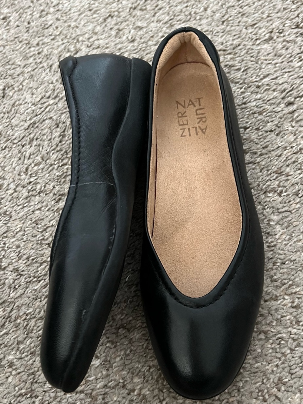Naturalizer Vivienne Black Leather Rounded Toe Flats Size 6.5 - Picture 4 of 14